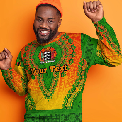 Africa Clothing Zambia Orange Version Sweatshirt Vintage African Dashiki