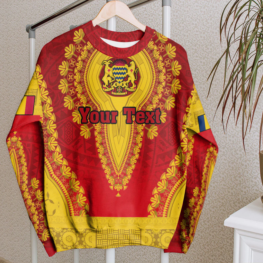 Africa Clothing Chad Red Version Sweatshirt Vintage African Dashiki
