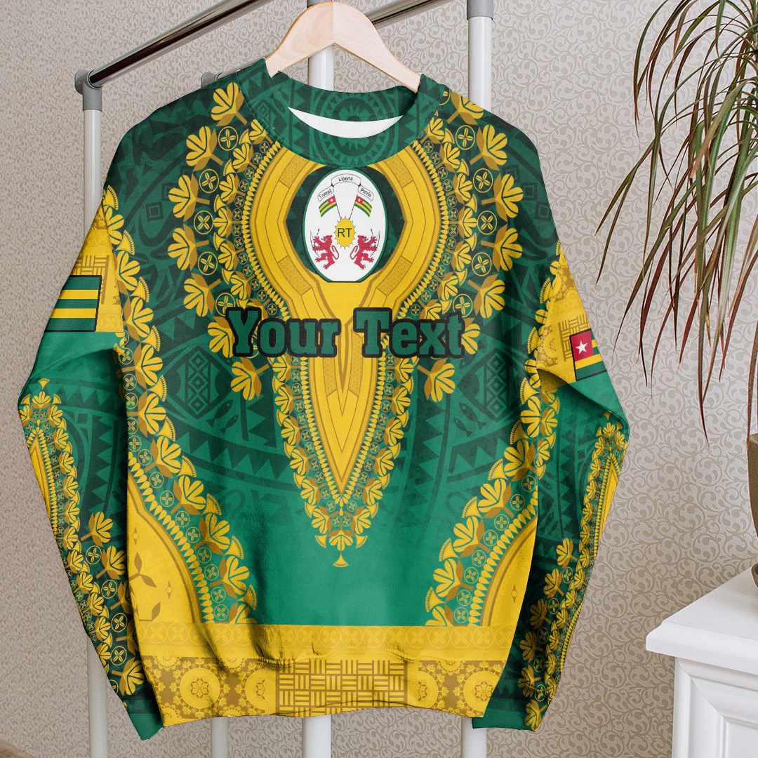 Africa Clothing Togo Green Version Sweatshirt Vintage African Dashiki