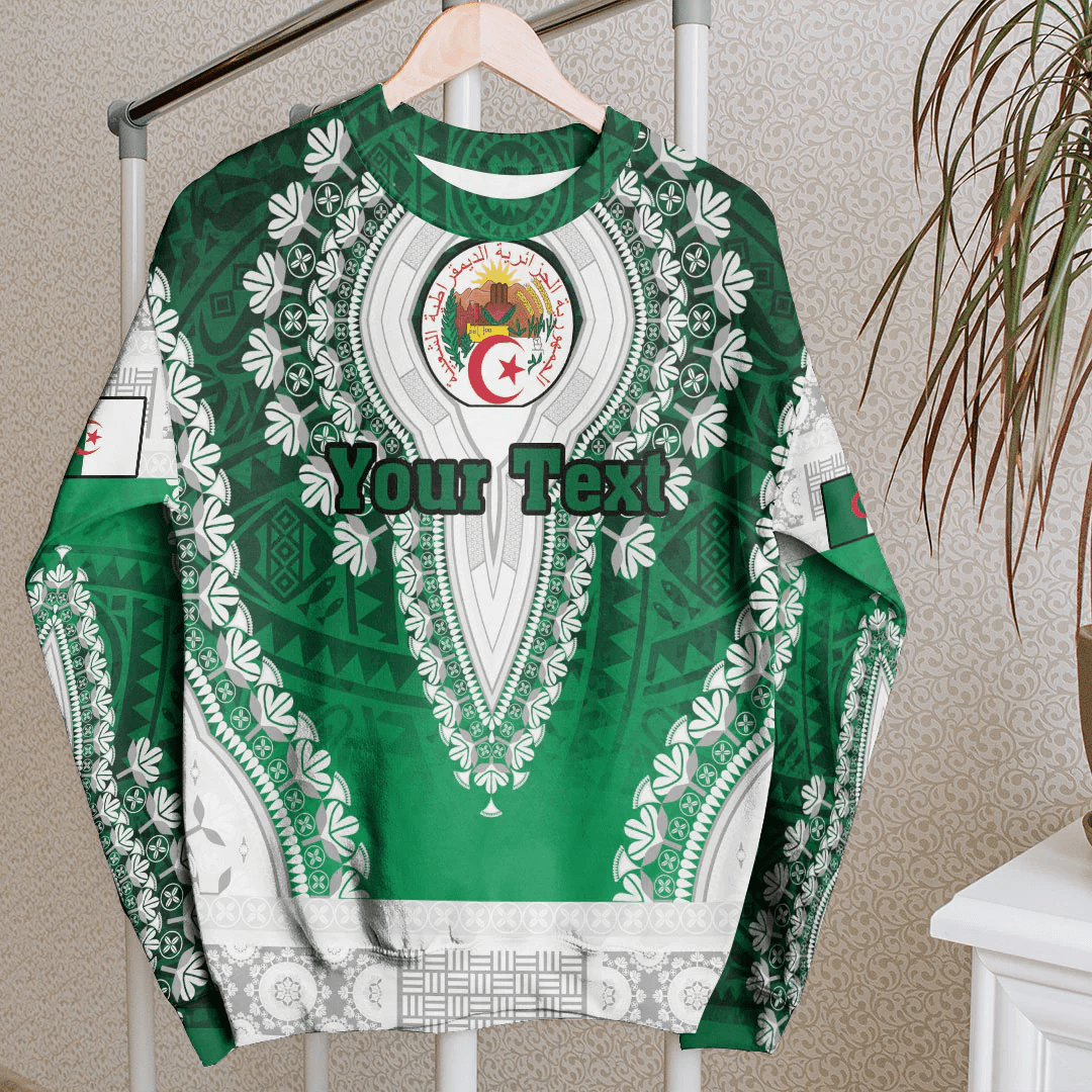 Africa Clothing Algeria Green Version Sweatshirt Vintage African Dashiki
