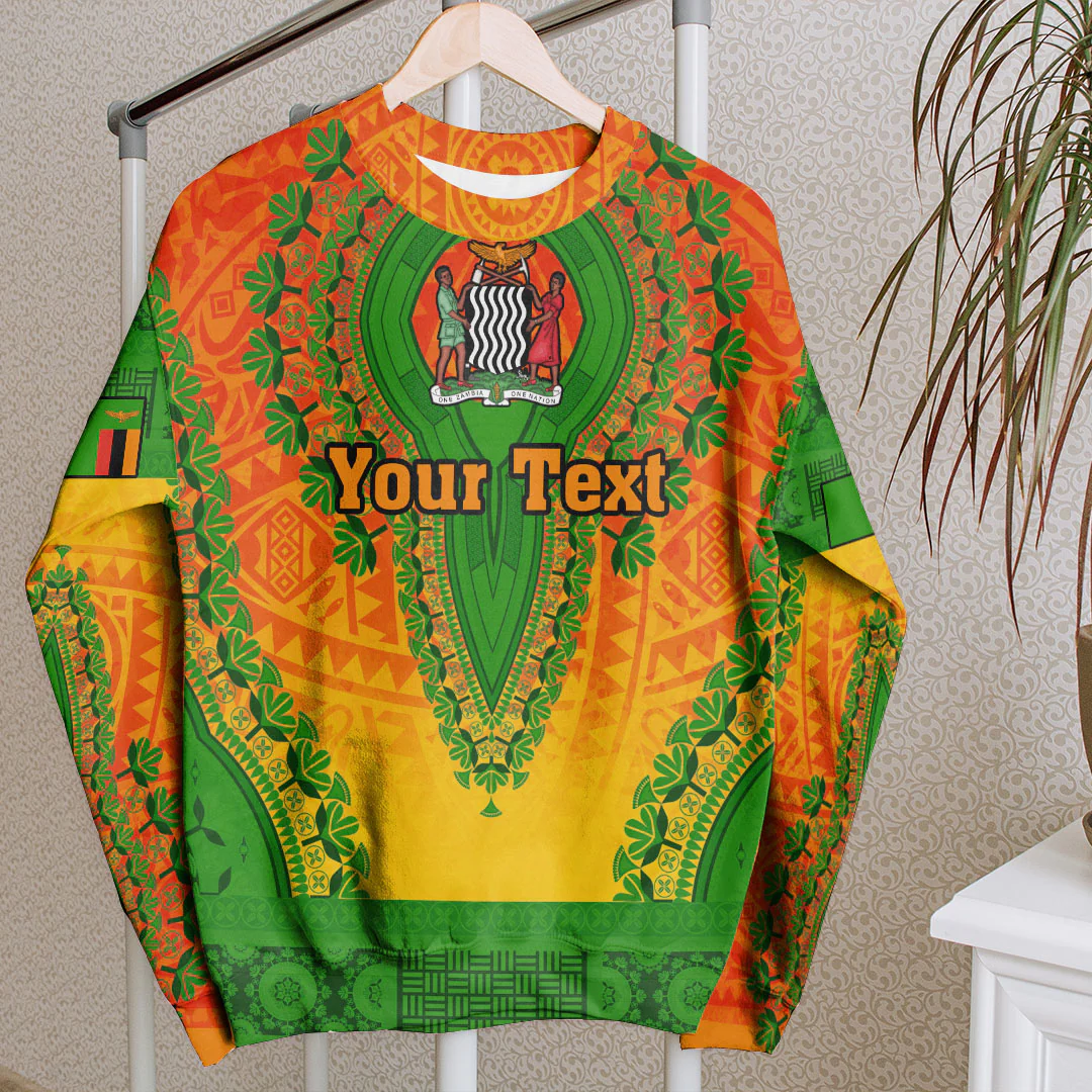Africa Clothing Zambia Orange Version Sweatshirt Vintage African Dashiki