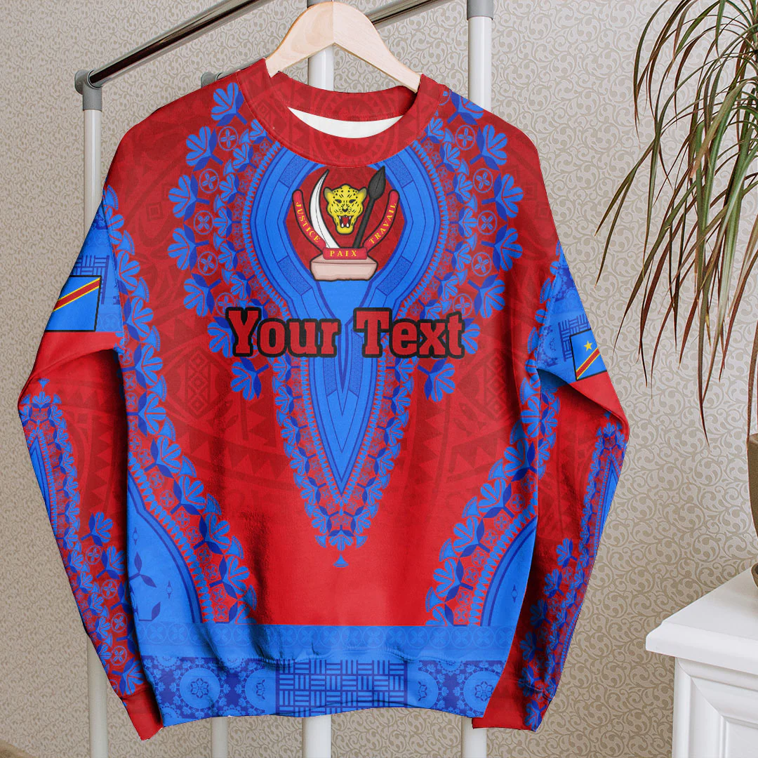 Africa Clothing Democratic Republic Of The Congo Red Version Sweatshirt Vintage African Dashiki