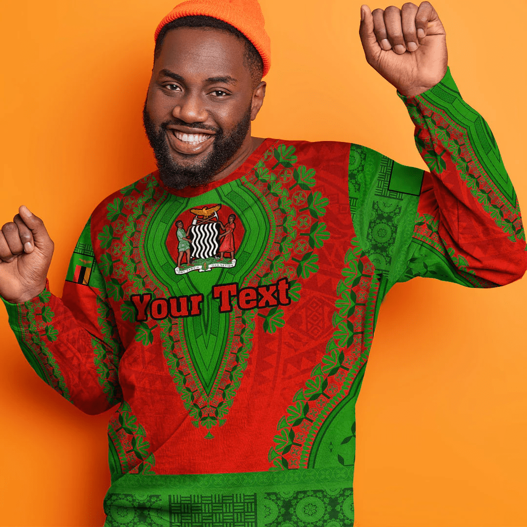 Africa Clothing Zambia Red Version Sweatshirt Vintage African Dashiki