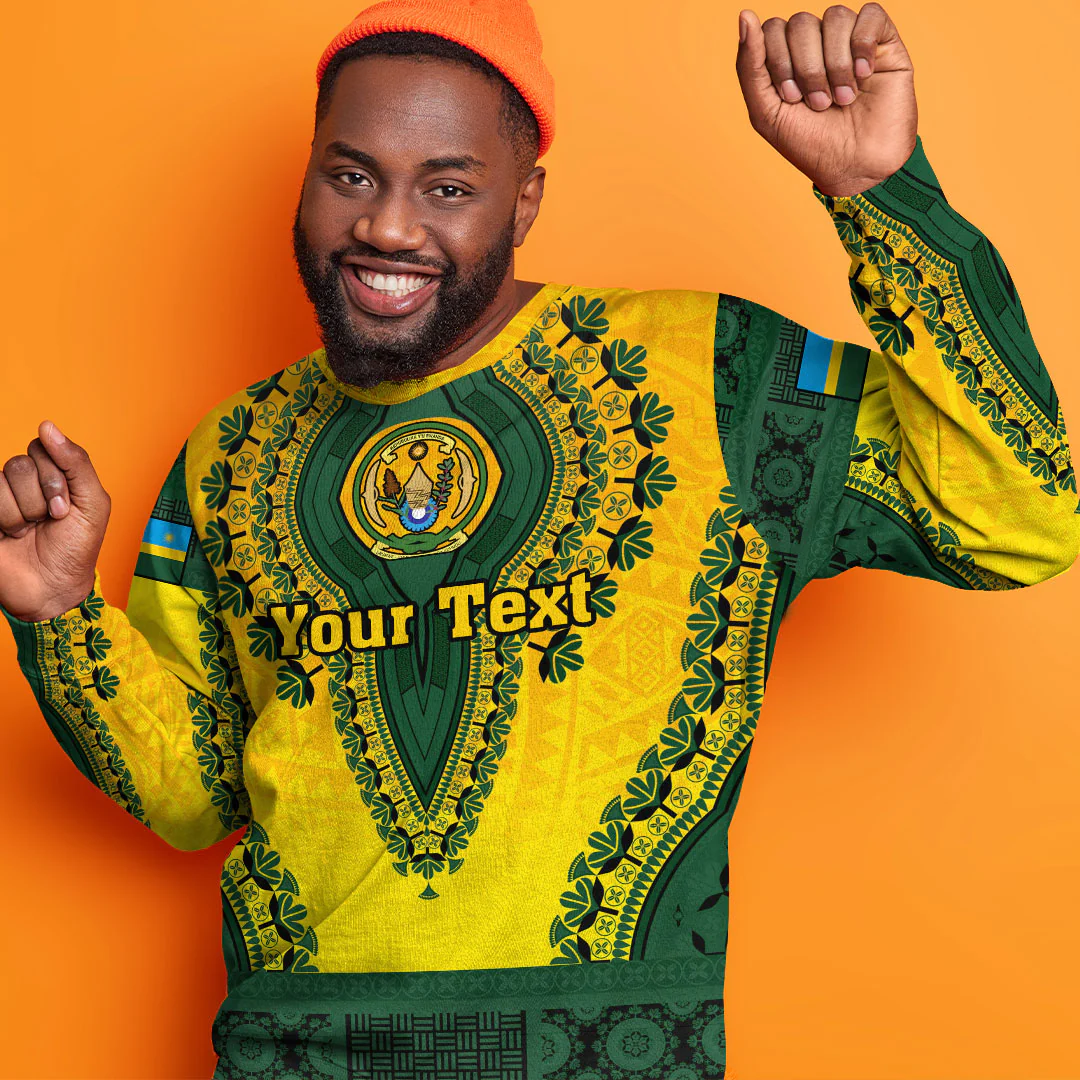 Africa Clothing Rwanda Yellow Version Sweatshirt Vintage African Dashiki