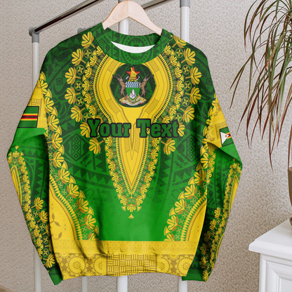 Africa Clothing Zimbabwe Green Version Sweatshirt Vintage African Dashiki