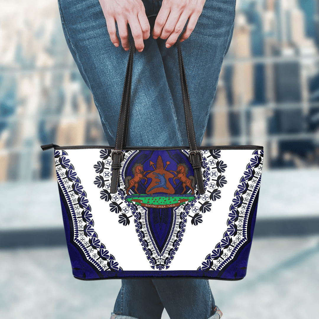 Africa Bag Lesotho White Version Leather Tote Bag Vintage African Dashiki