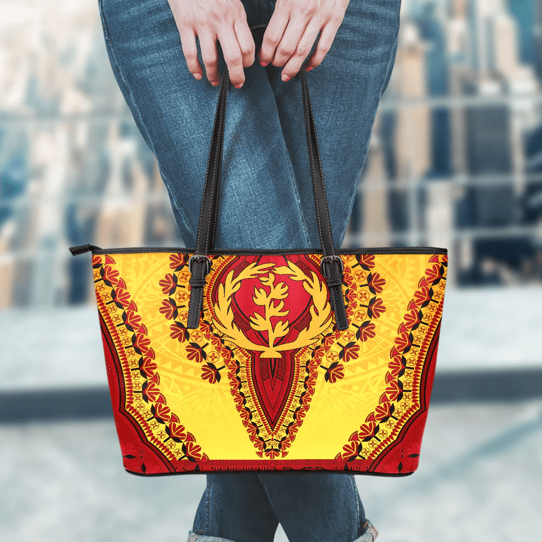 Africa Bag Eritrea Yellow Version Leather Tote Bag Vintage African Dashiki