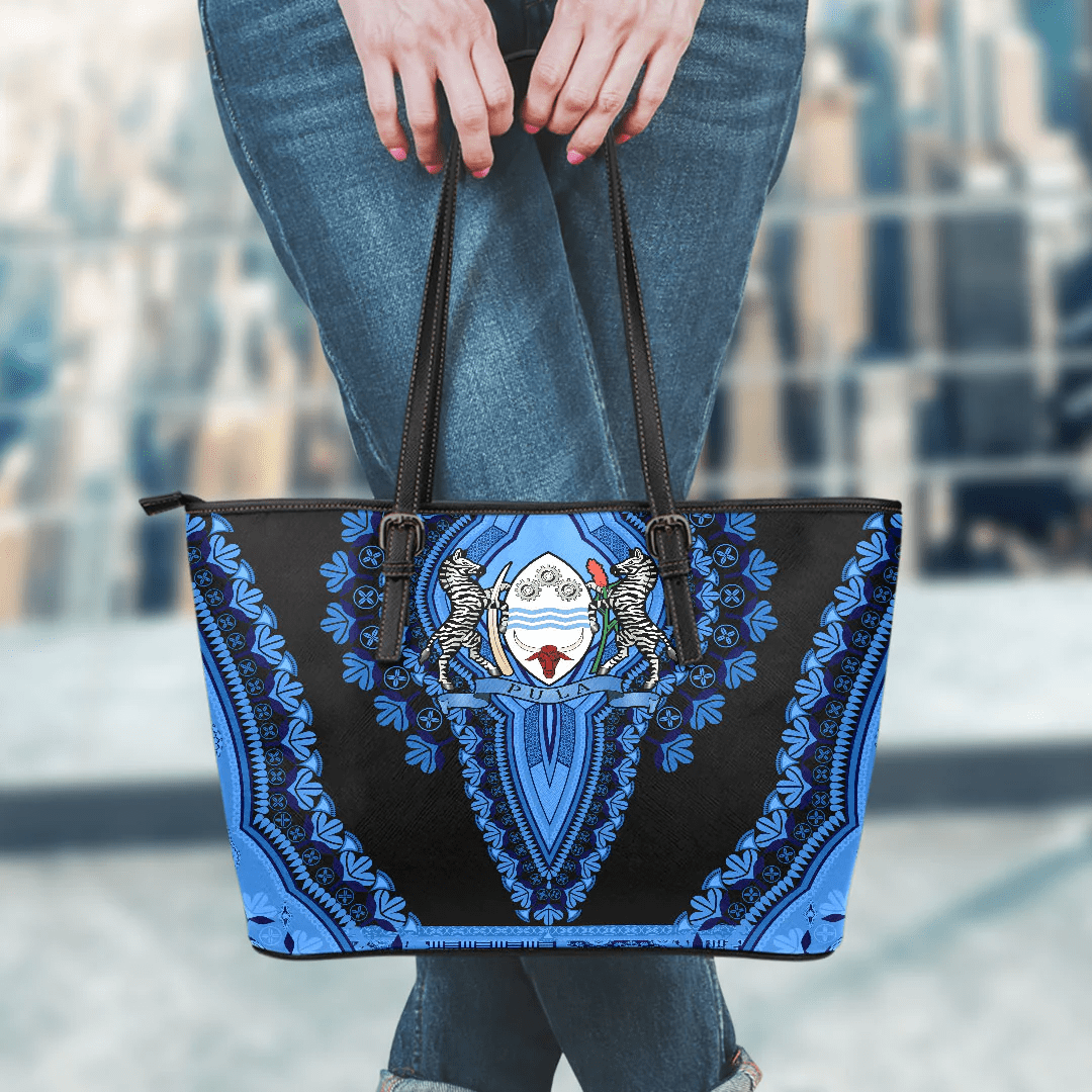 Africa Bag Botswana Black Version Leather Tote Bag Vintage African Dashiki