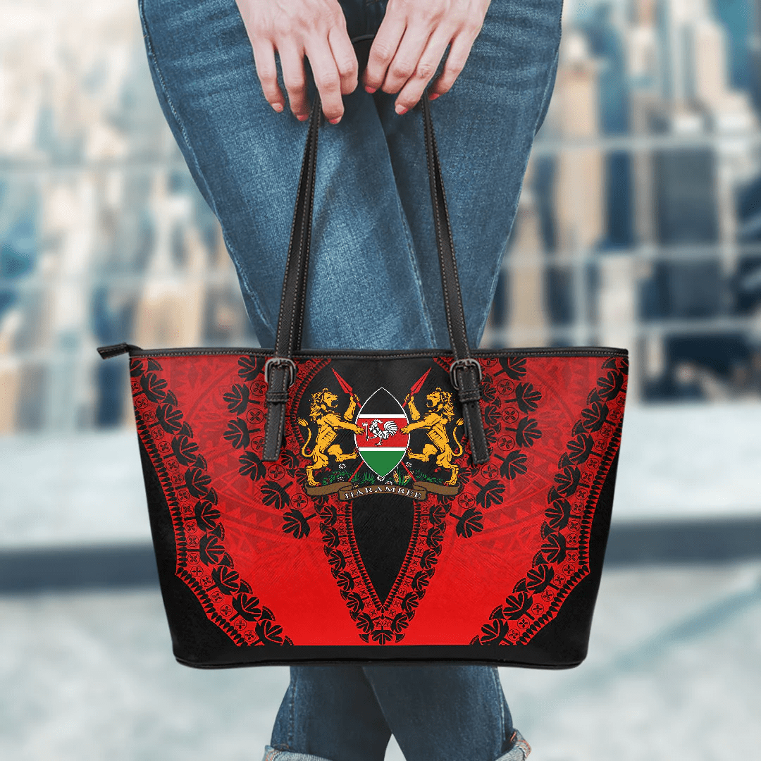 Africa Bag Kenya Red Version Leather Tote Bag Vintage African Dashiki