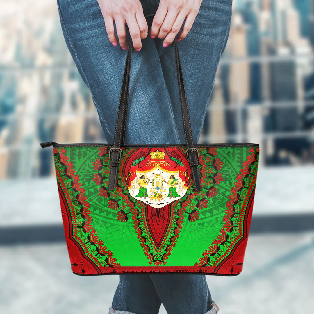 Africa Bag Oromo Green Version Leather Tote Bag Vintage African Dashiki