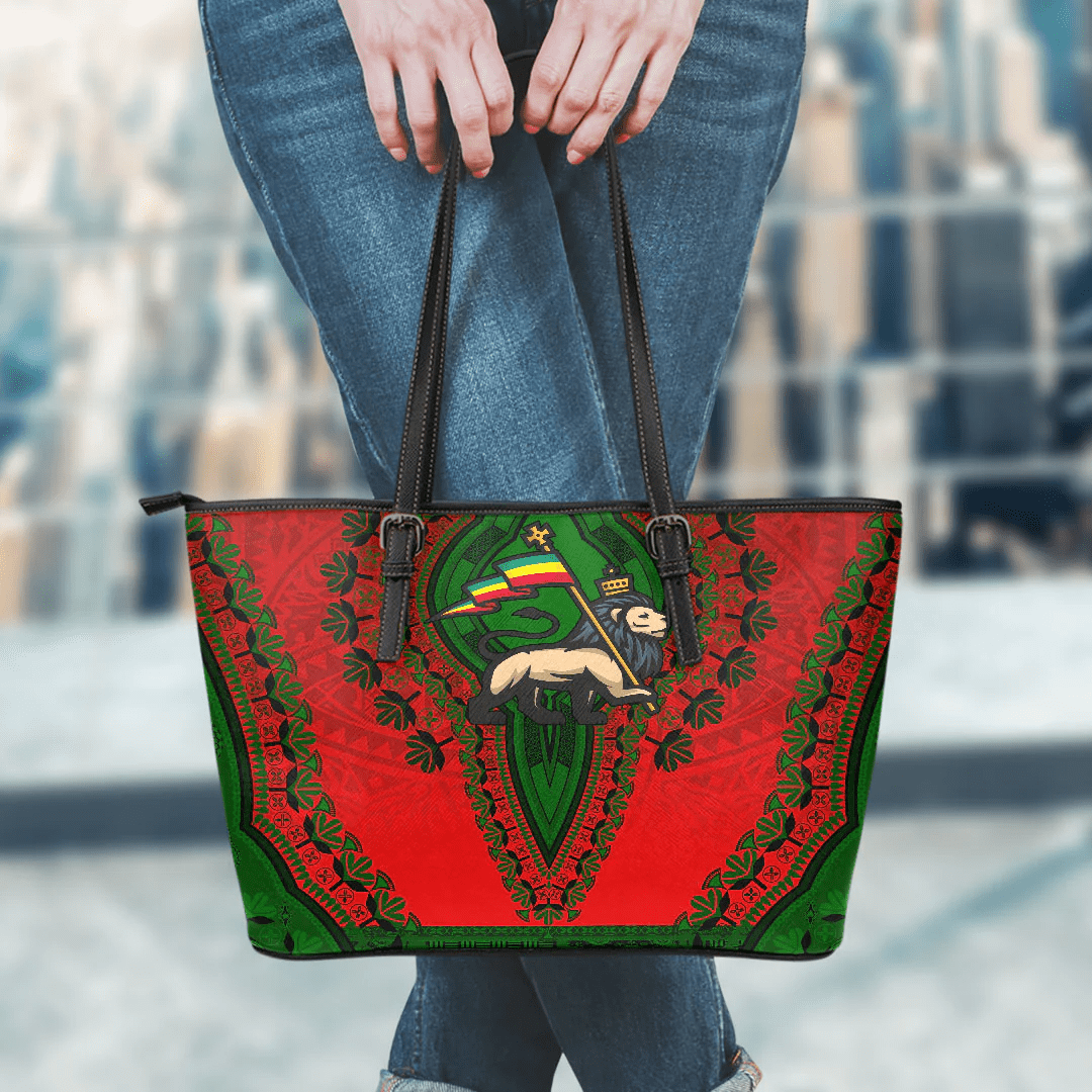 Africa Bag Ethiopia Red Version Leather Tote Bag Vintage African Dashiki
