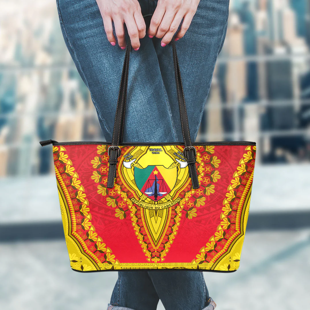 Africa Bag Cameroon Red Version Leather Tote Bag Vintage African Dashiki