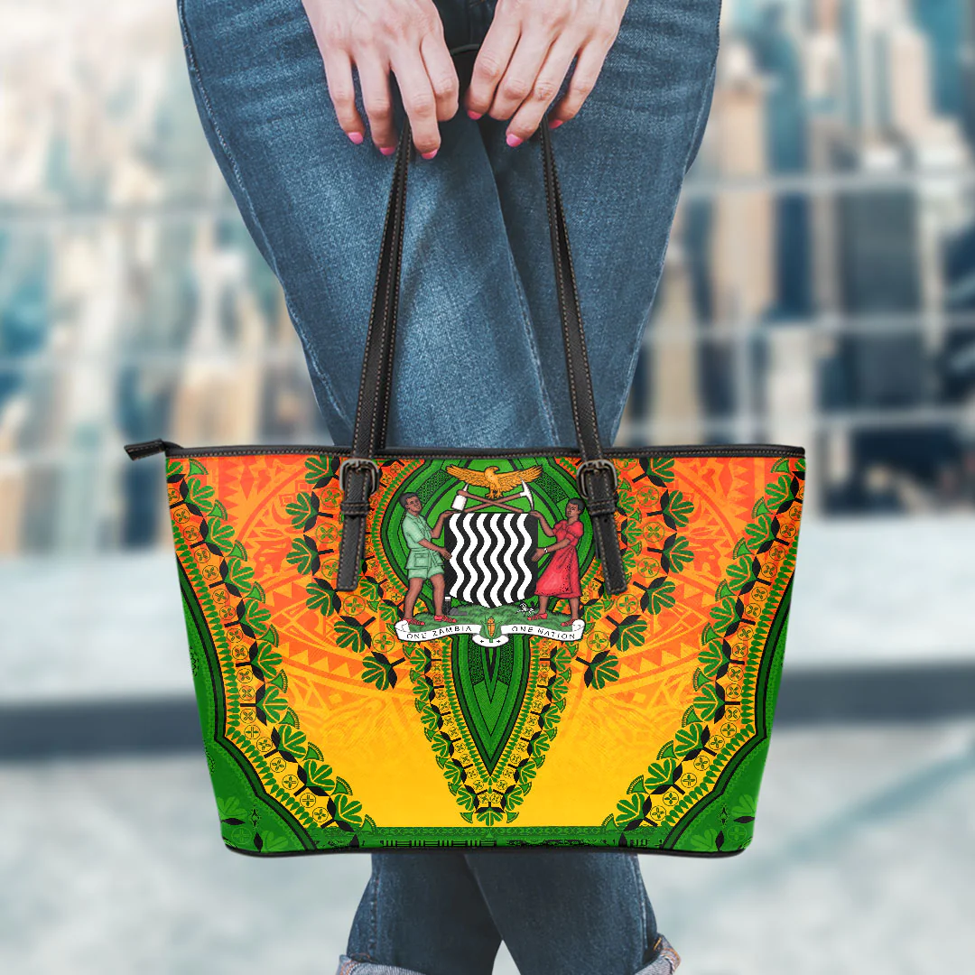 Africa Bag Zambia Orange Version Leather Tote Bag Vintage African Dashiki