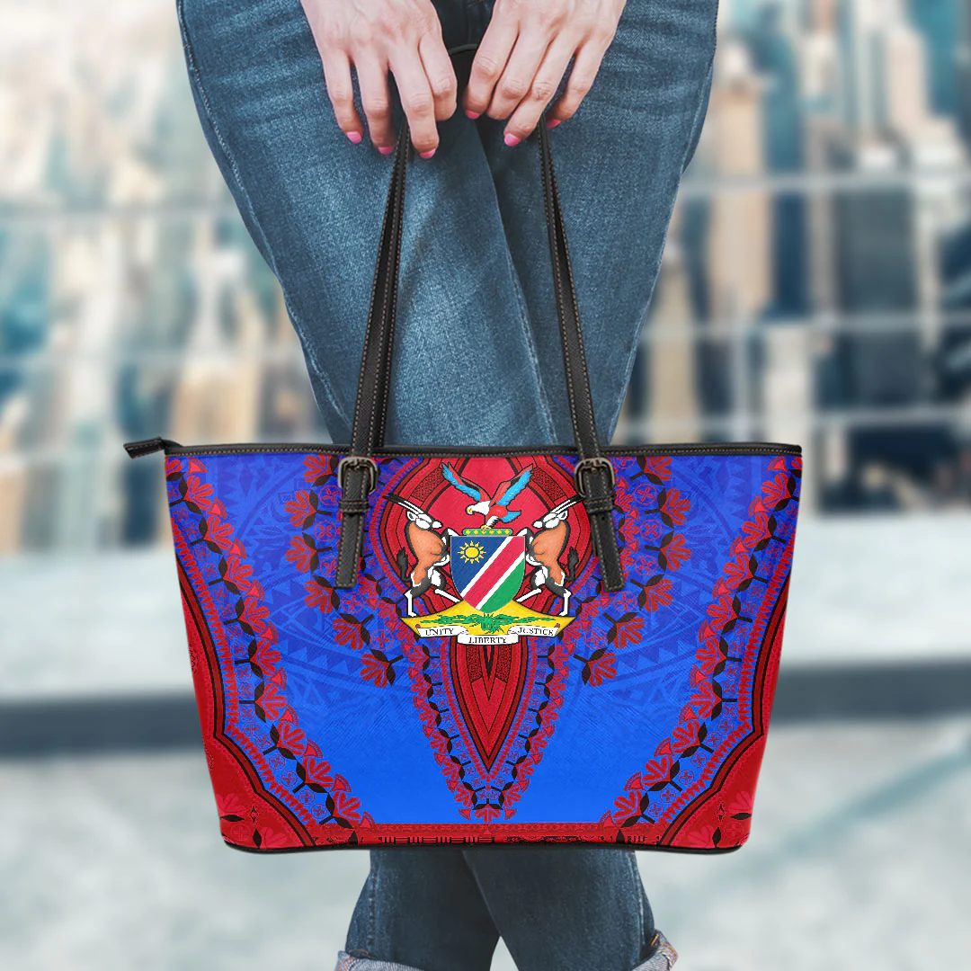 Africa Bag Namibia Blue Version Leather Tote Bag Vintage African Dashiki