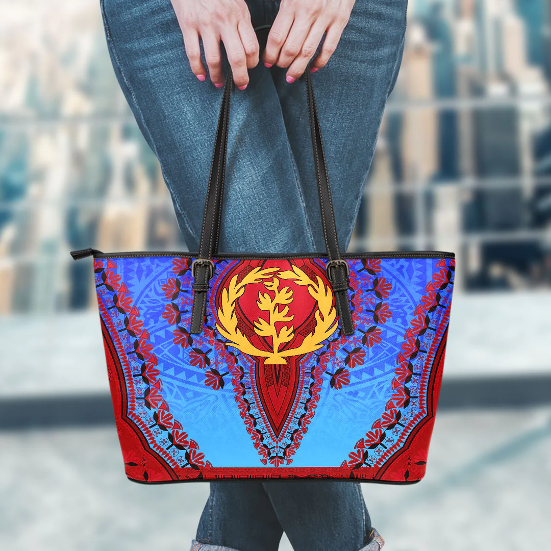 Africa Bag Eritrea Blue Version Leather Tote Bag Vintage African Dashiki