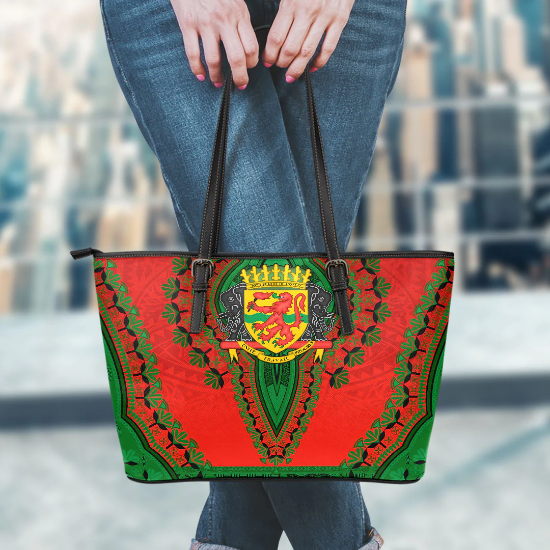 Africa Bag Republic Of The Congo Red Version Leather Tote Bag Vintage African Dashiki