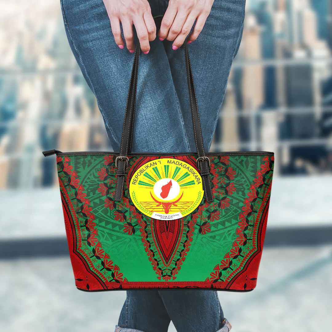 Africa Bag Madagascar Green Version Leather Tote Bag Vintage African Dashiki