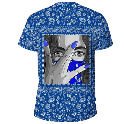 Crips Girl T-Shirt Blue Bandana Unisex Shirt