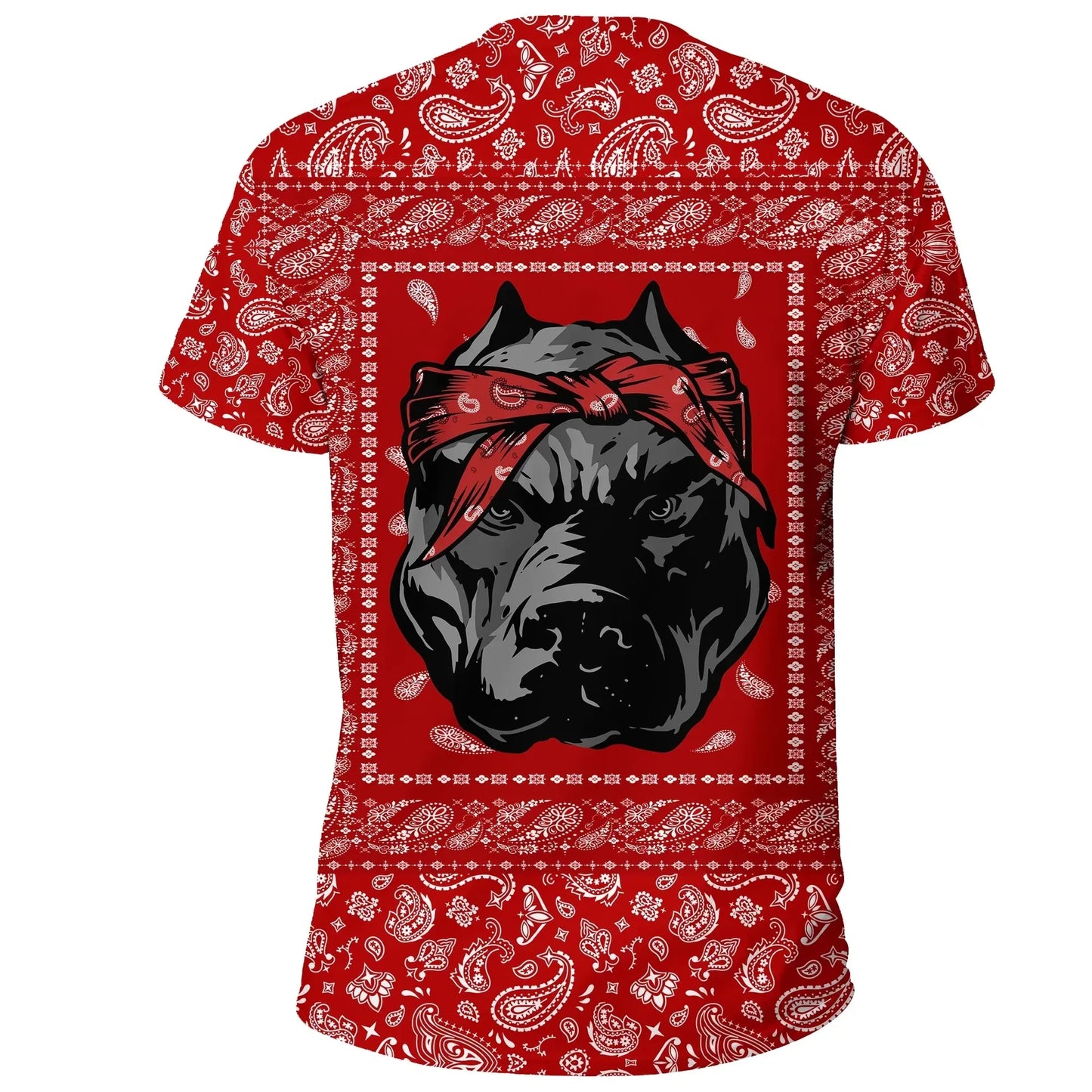 Blood Gang Bulldog T-Shirt Red Bandana Unisex Printed Shirt