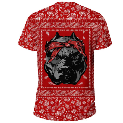 Blood Gang Bulldog T-Shirt Red Bandana Unisex Printed Shirt