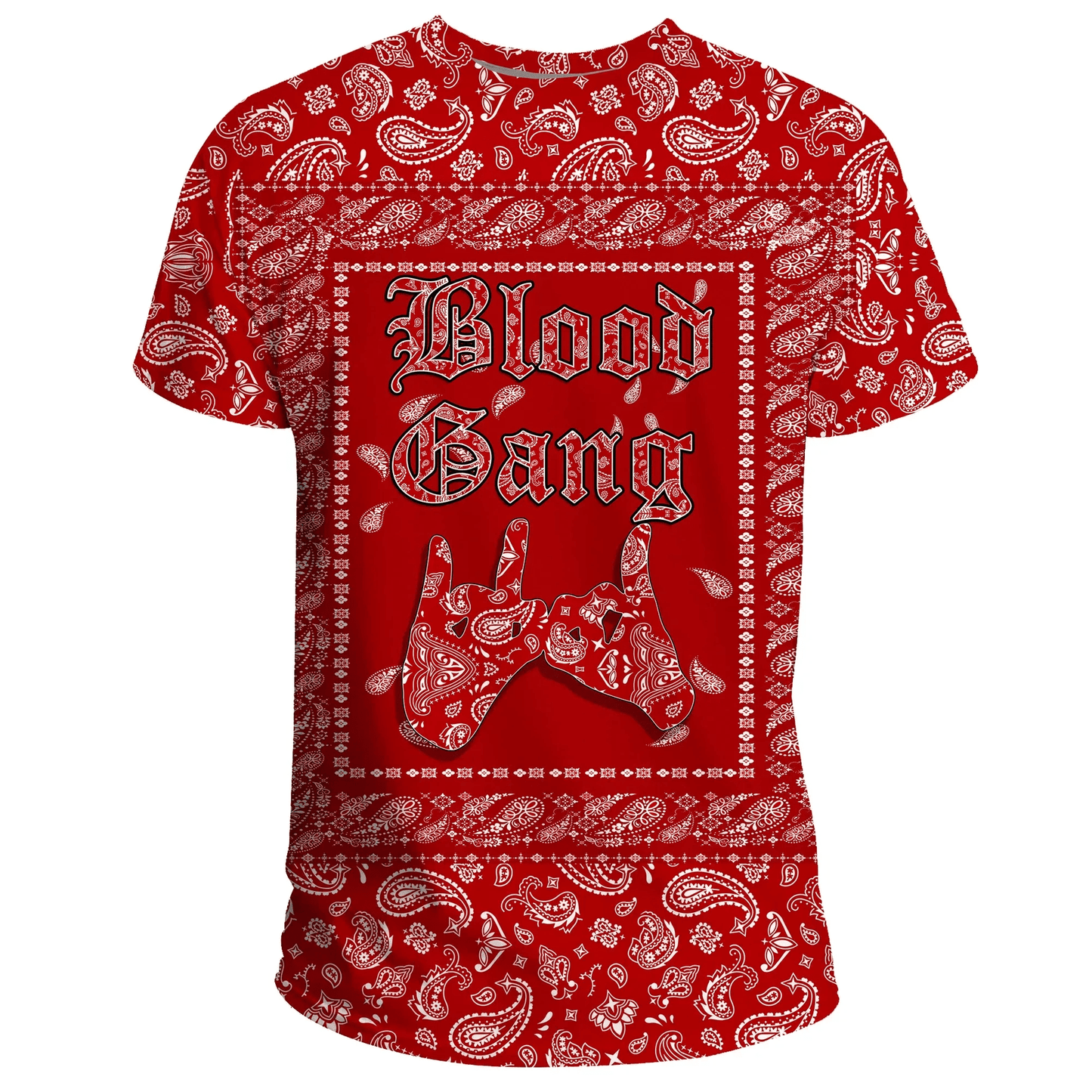 Blood Gang Bulldog T-Shirt Red Bandana Unisex Printed Shirt