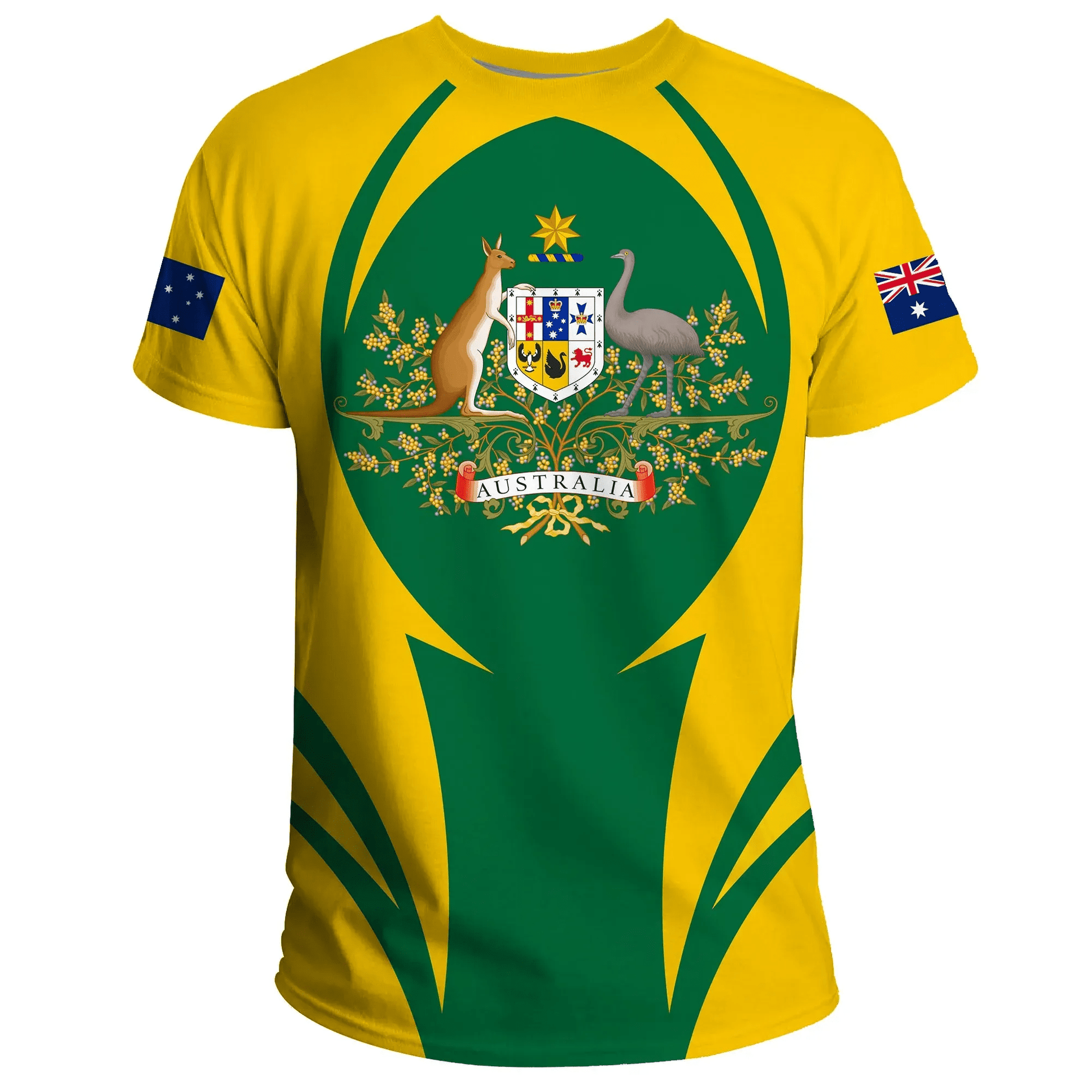 Australia T Shirt Action Flag Yellow
