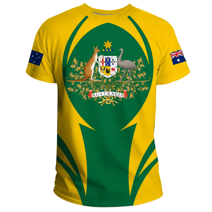 Australia T Shirt Action Flag Yellow
