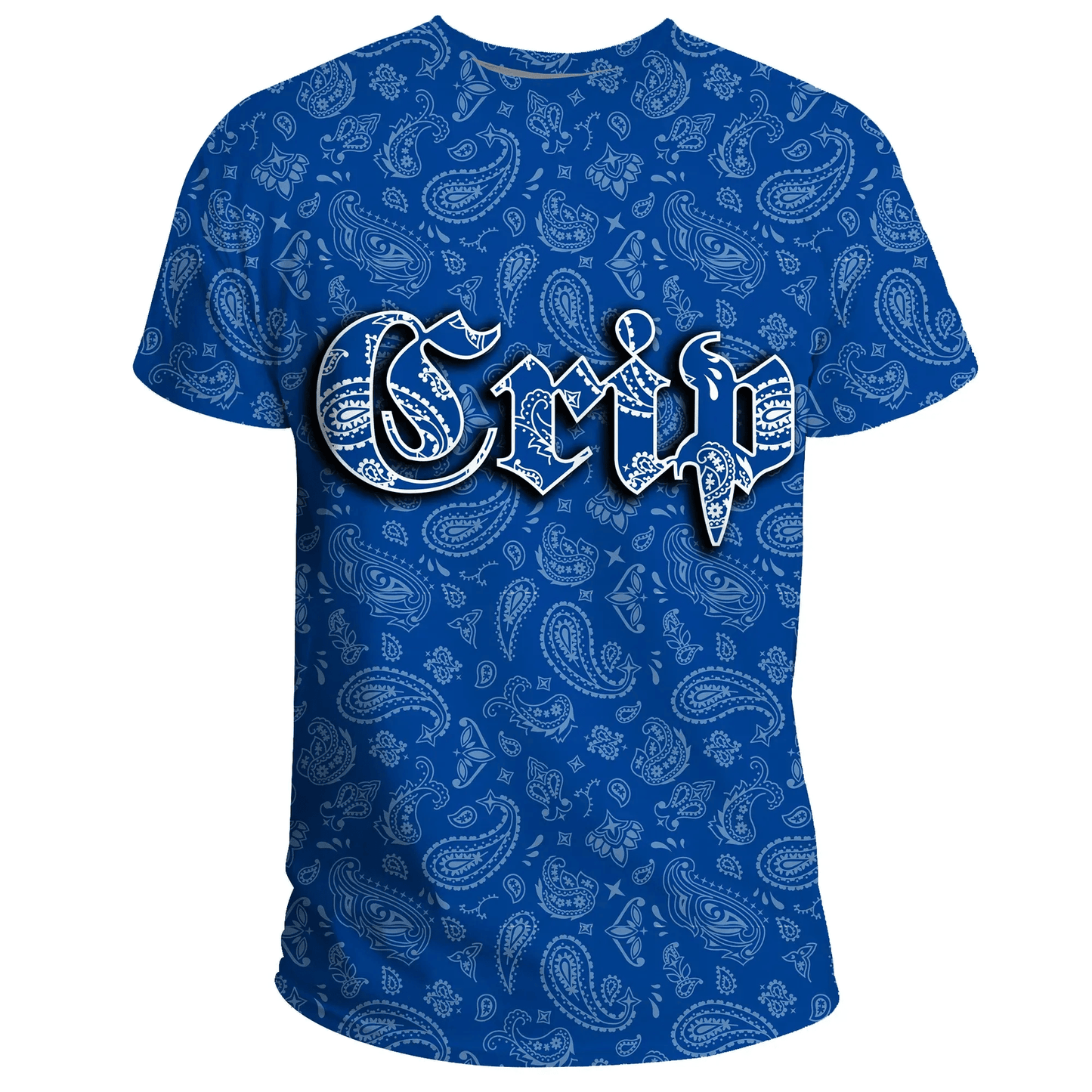 Crips Gang T-Shirt Paisley Pattern Blue Unisex Shirt