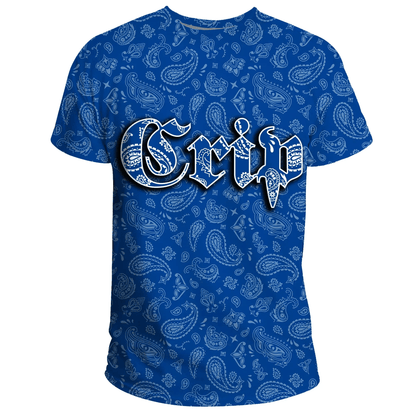 Crips Gang T-Shirt Paisley Pattern Blue Unisex Shirt