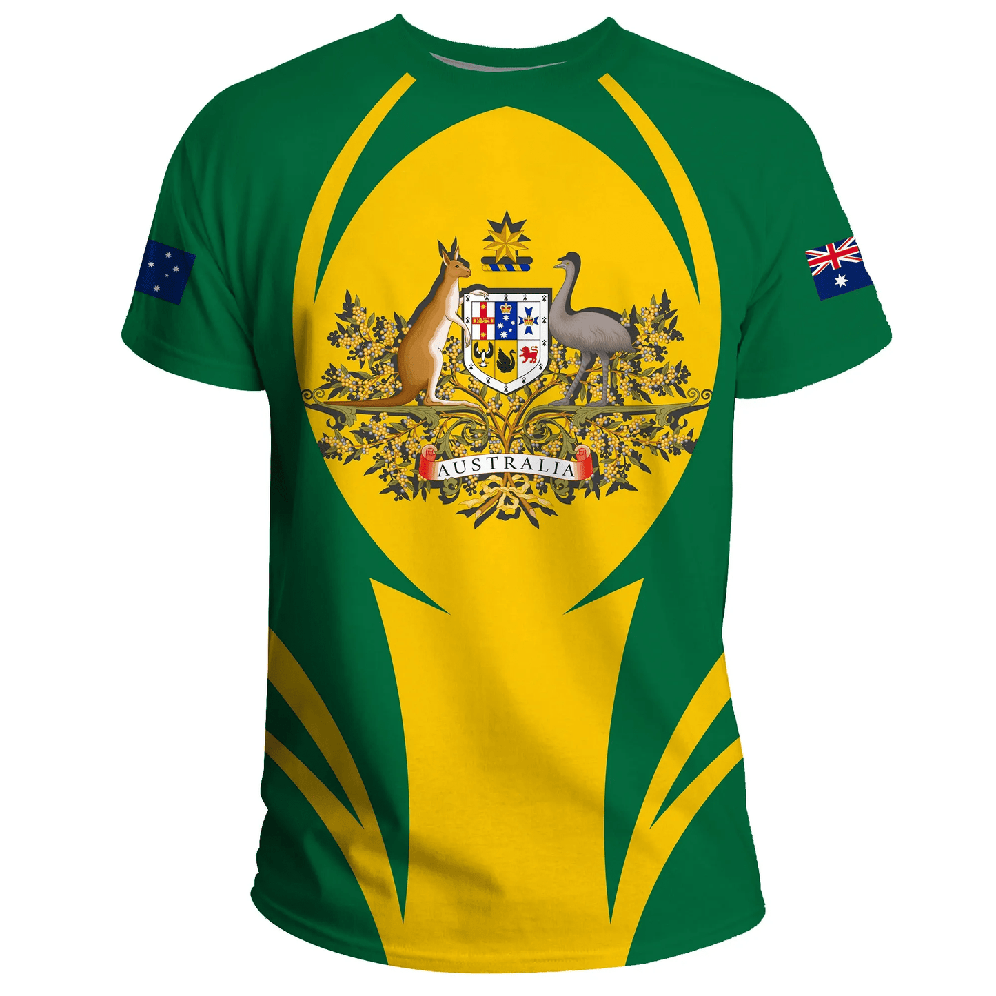 Australia T Shirt Action Flag Green