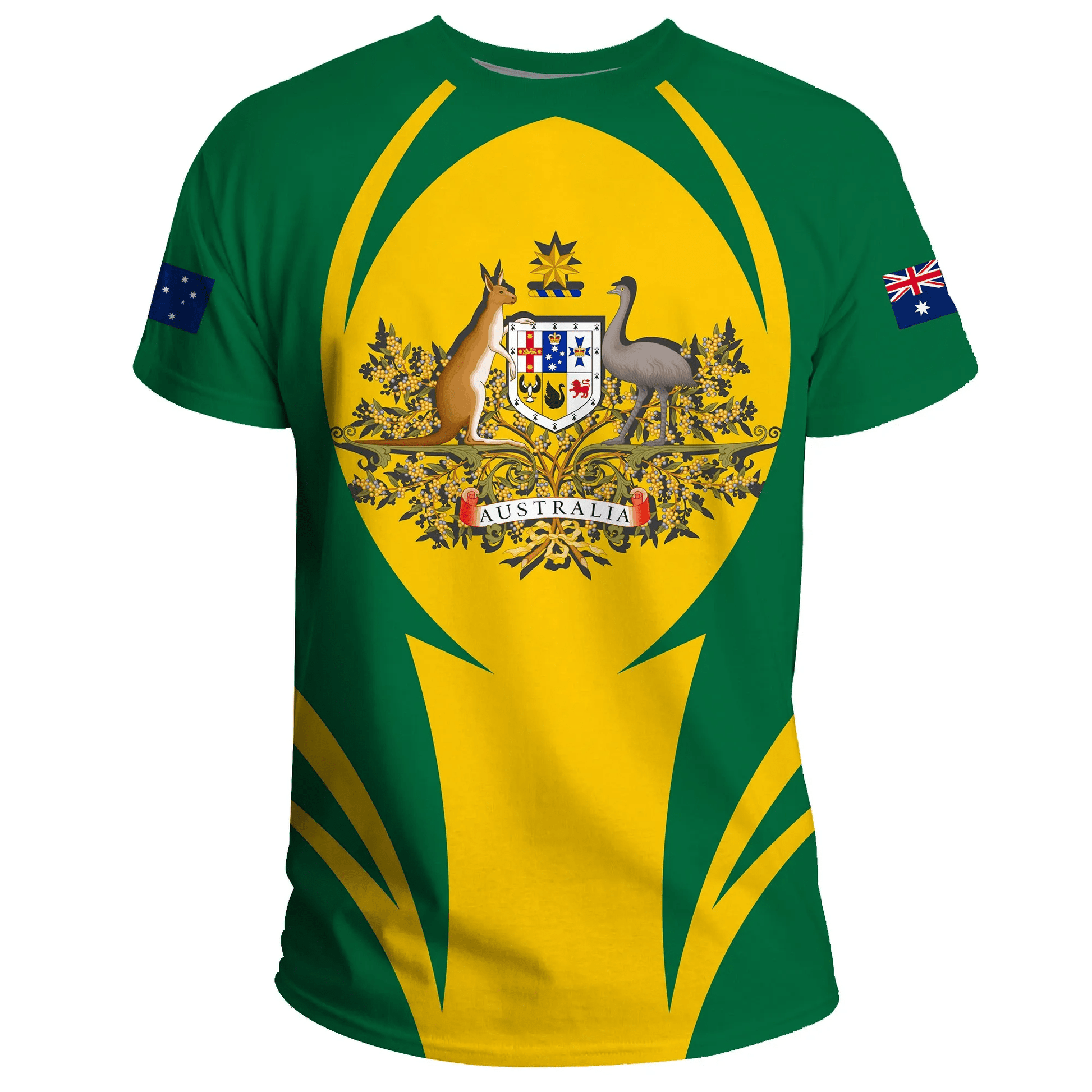 Australia T Shirt Action Flag Green