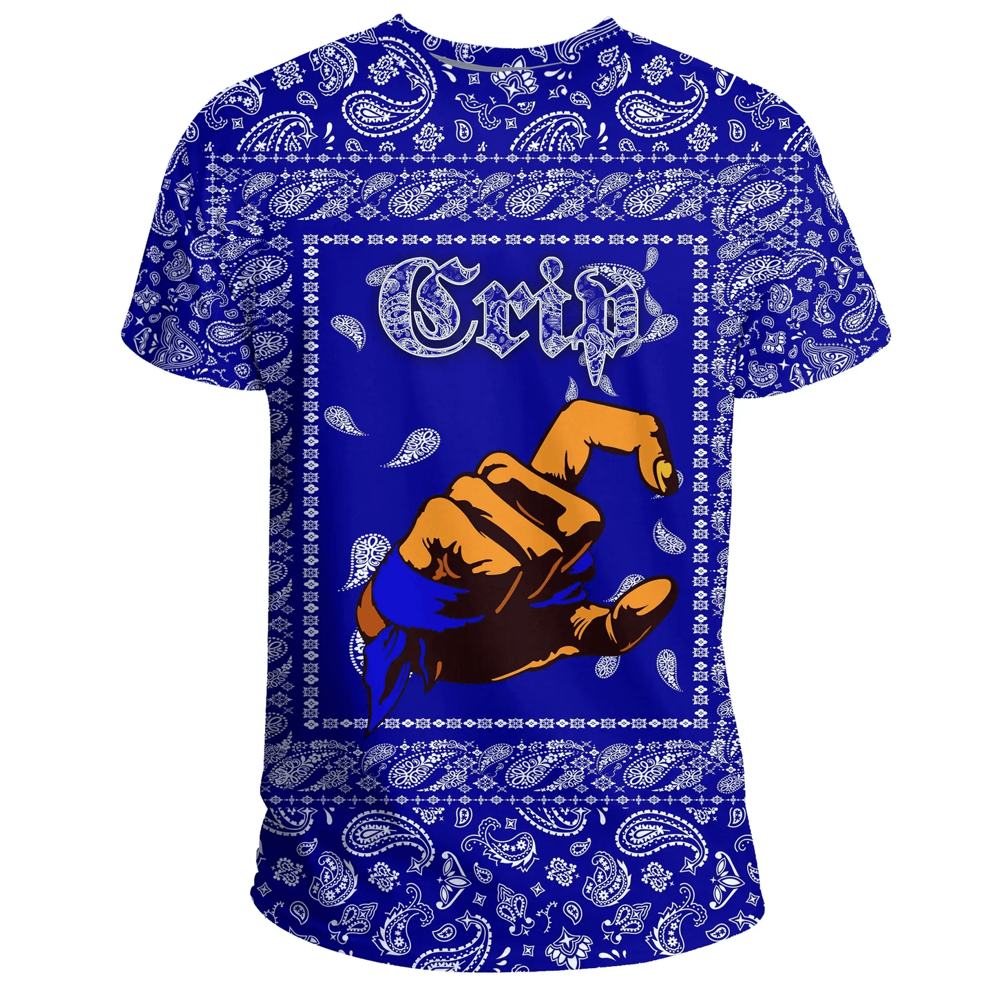 Crips Gang Bulldog T Shirt Blue Bandana Pattern Printed Unisex Shirt