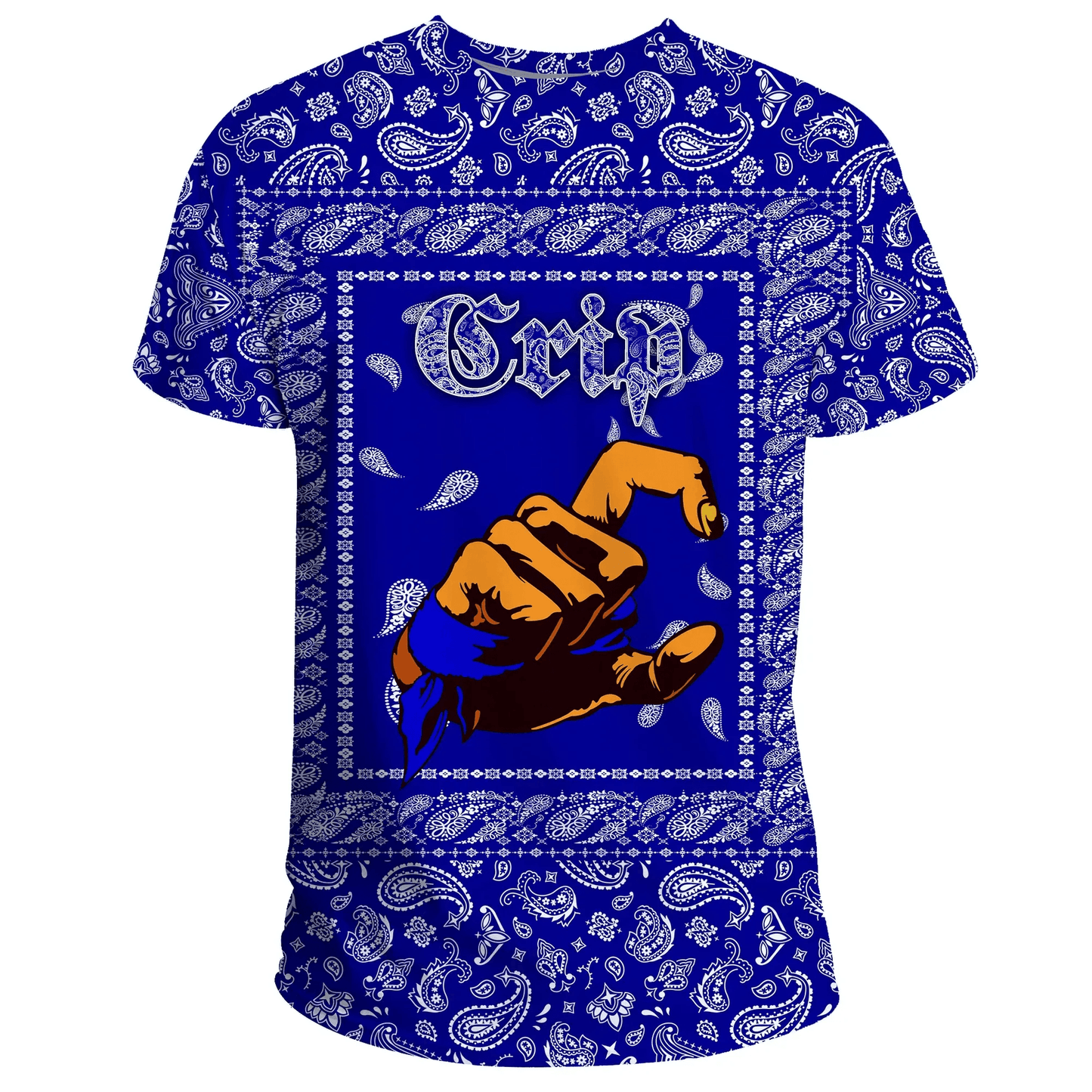 Crips Gang Skull T Shirt Blue Bandana Pattern Printed Unisex Shirt