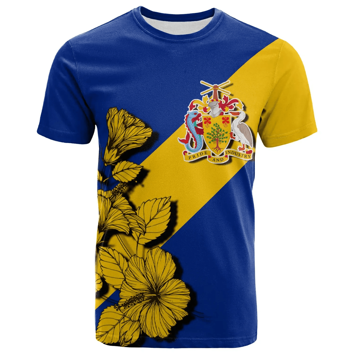 Barbados T Shirt Crest Hibiscus