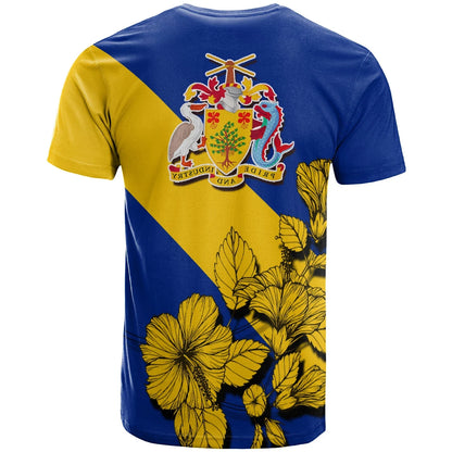 Barbados T Shirt Crest Hibiscus