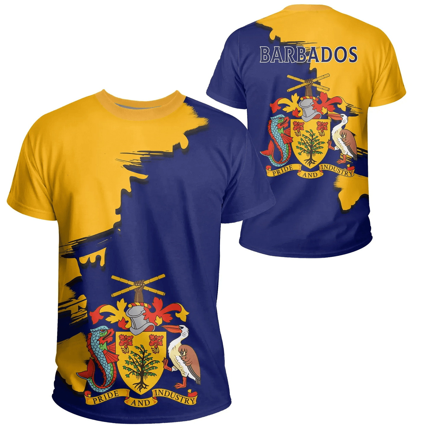 Barbados Coat Of Arms Unique T Shirt Scratch Style