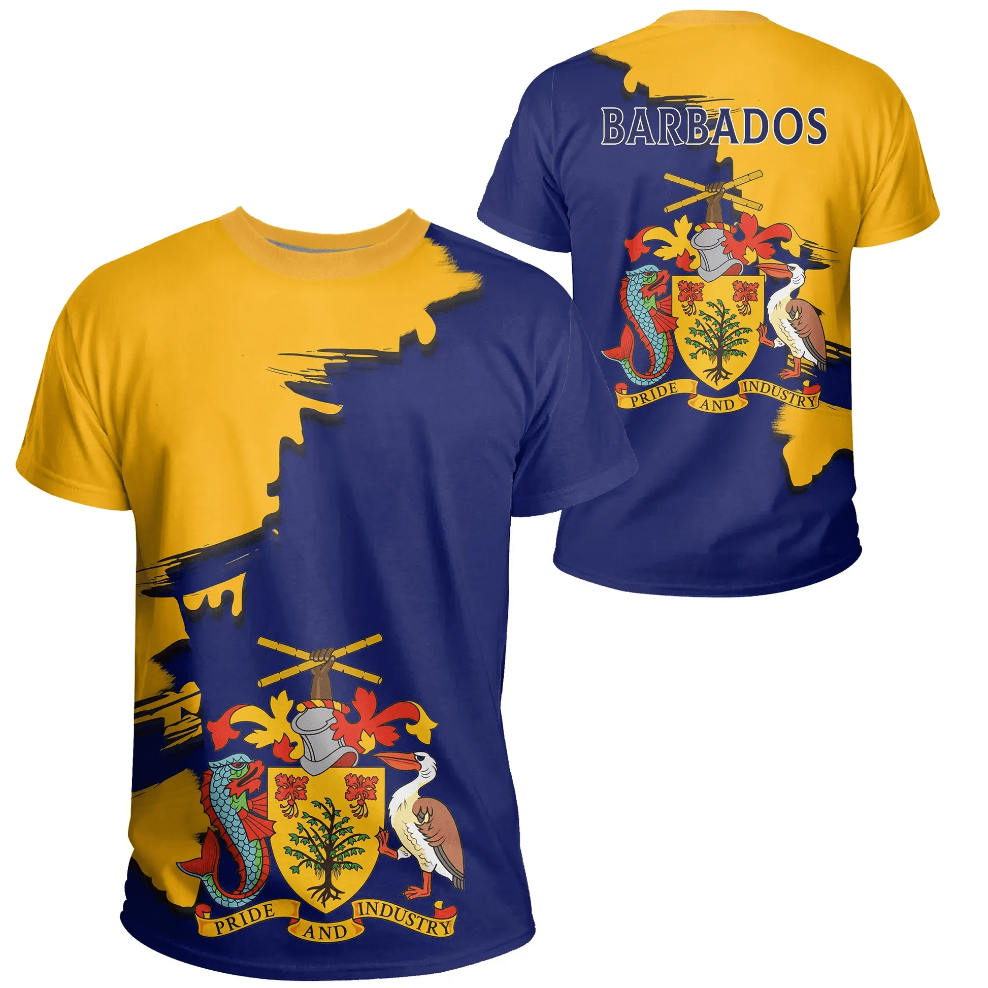 Barbados Coat Of Arms Unique T Shirt Scratch Style