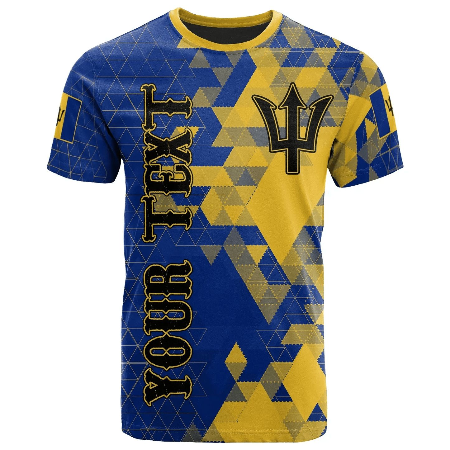 Barbados Personalised T Shirt National Flag Polygon Style 15