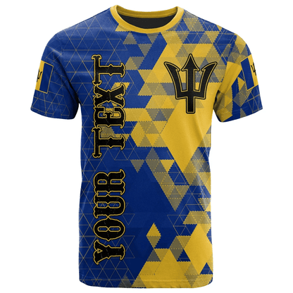 Barbados Personalised T Shirt National Flag Polygon Style 15