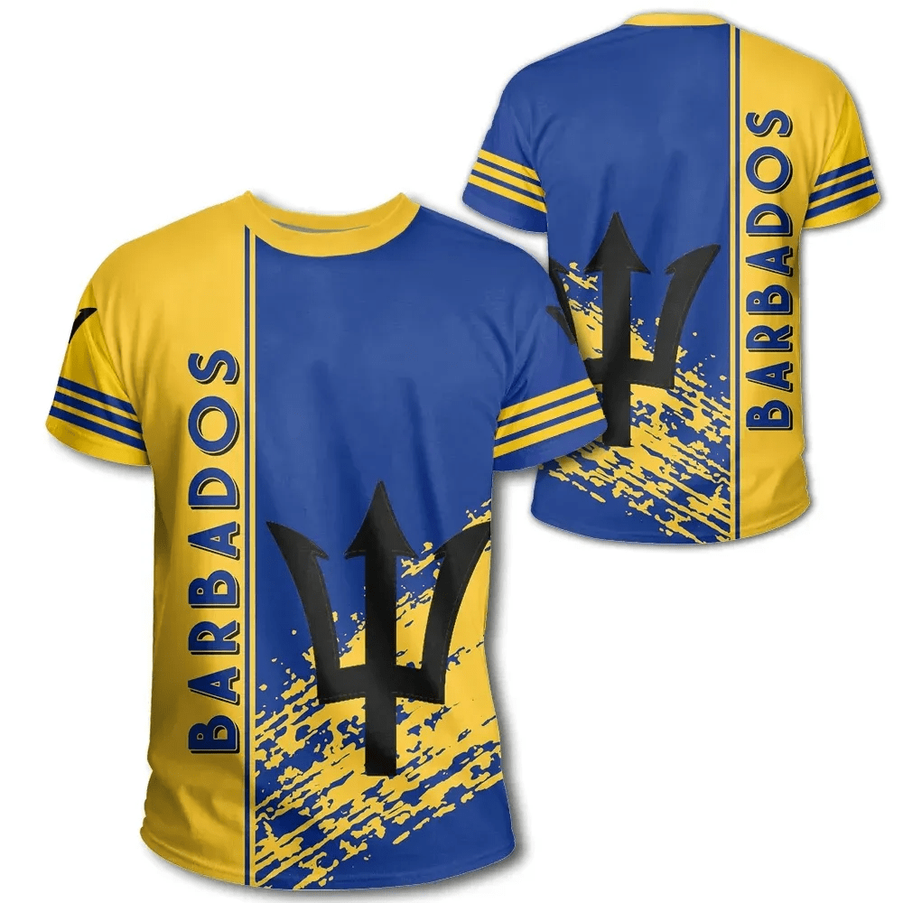 Barbados Coat Of Arms T Shirt Quarter Style