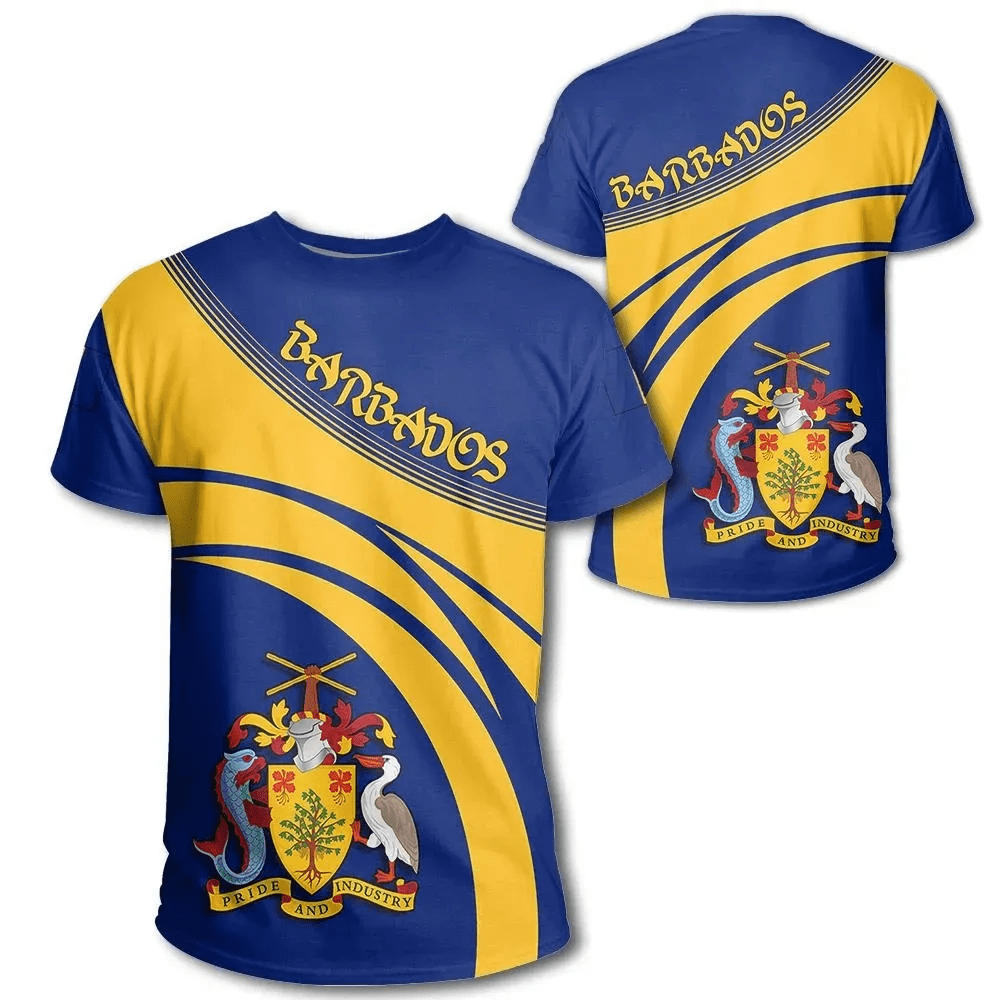 Barbados Coat Of Arms T Shirt Cricket Style W