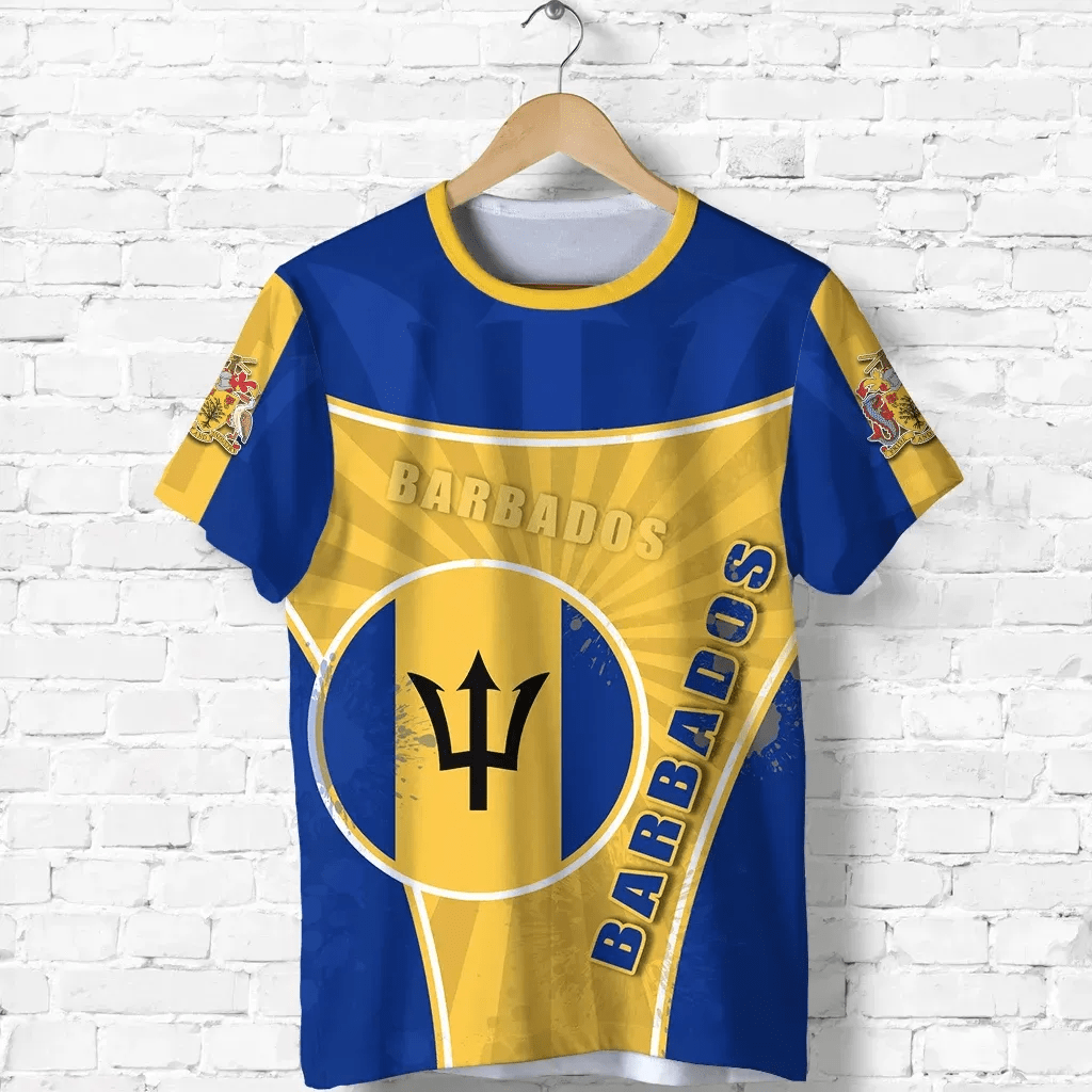 Barbados T Shirt Circle Stripes Flag Proud Version
