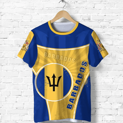 Barbados T Shirt Circle Stripes Flag Proud Version