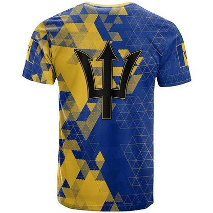Barbados T Shirt National Flag Polygon Style