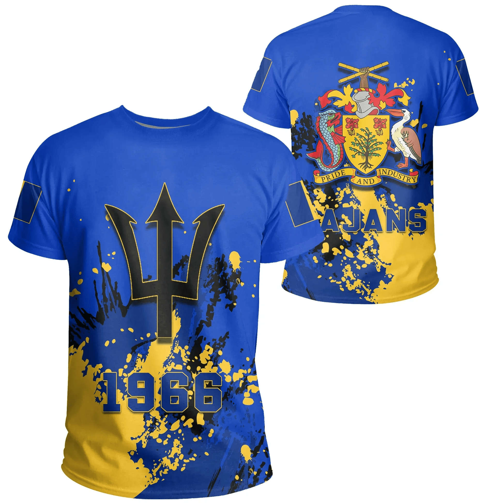 Barbados Coat Of Arms T Shirt Spaint Style W