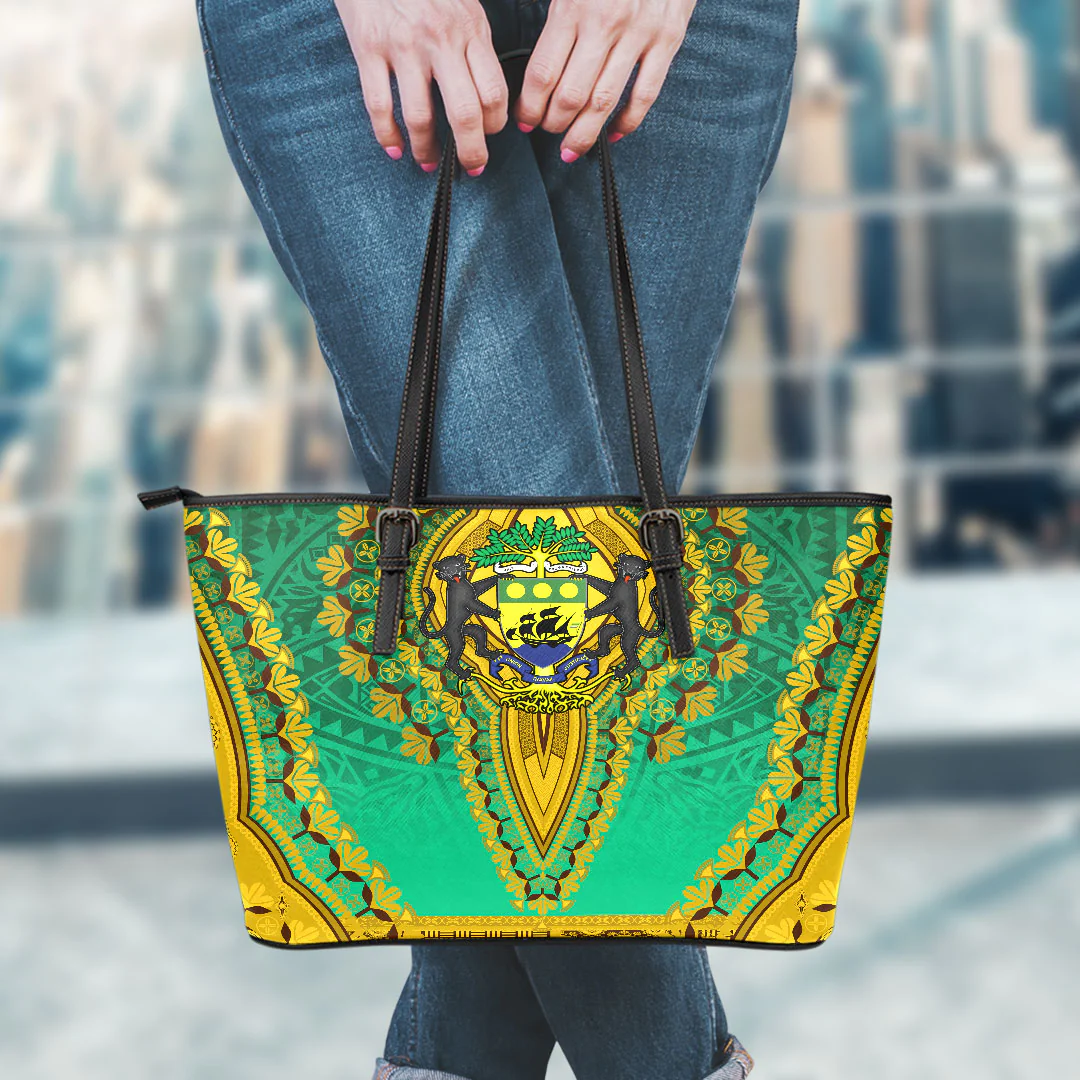Africa Bag Gabon Green Version Leather Tote Bag Vintage African Dashiki