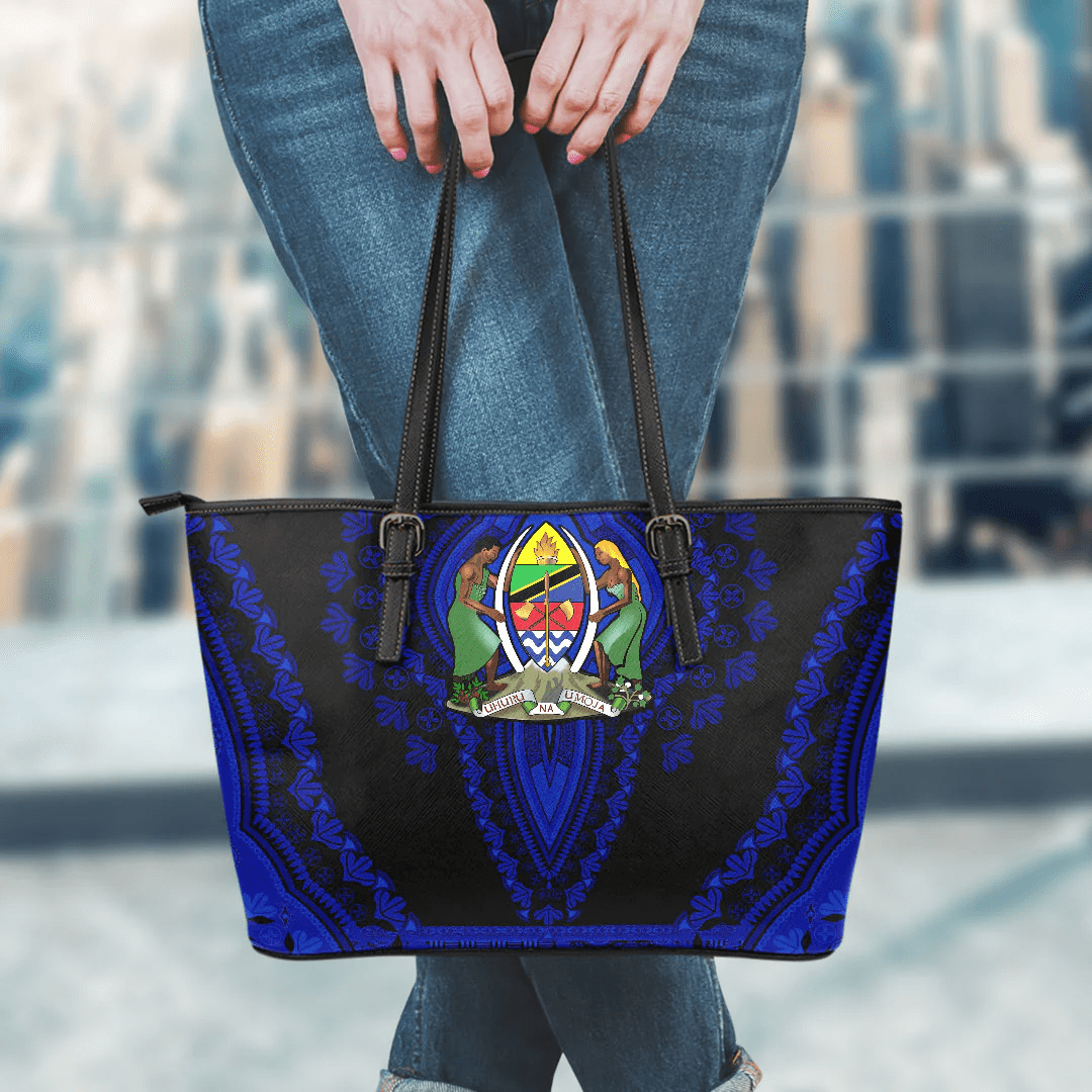 Africa Bag Tanzania Black Version Leather Tote Bag Vintage African Dashiki