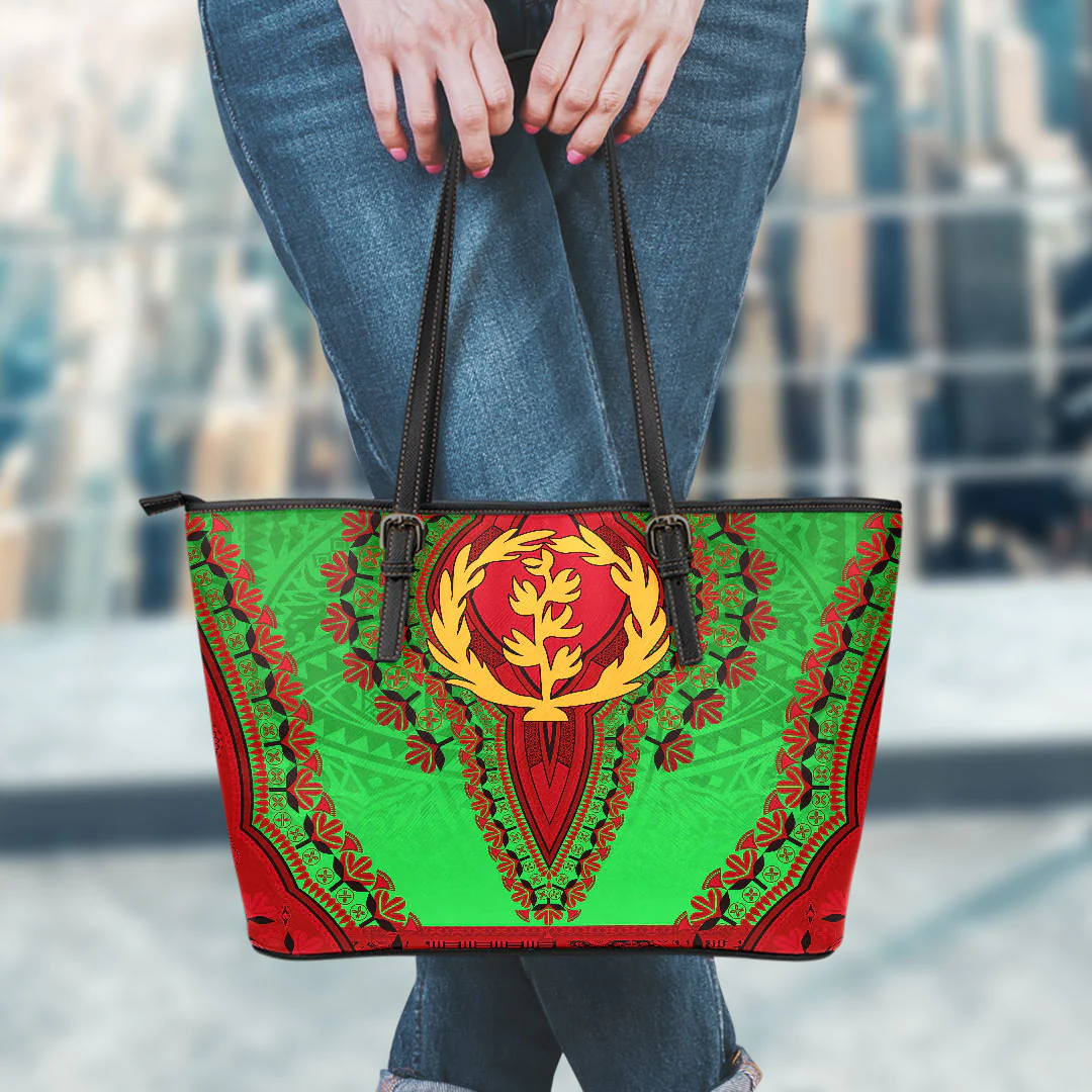 Africa Bag Eritrea Green Version Leather Tote Bag Vintage African Dashiki