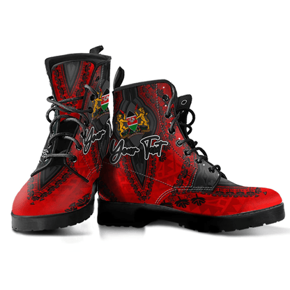 Africa Boots Kenya Red Version Leather Boots Vintage African Dashiki