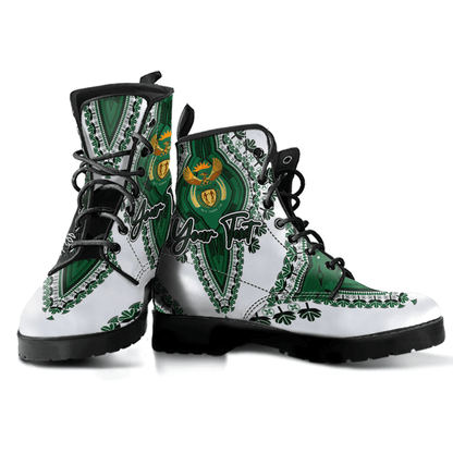 Africa Boots South Africa White Version Leather Boots Vintage African Dashiki